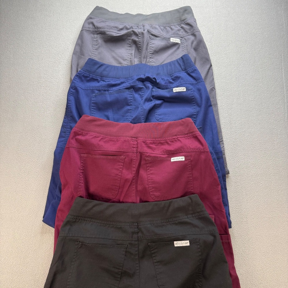 (Lot of 4) Med Couture Scrub Pants Women S Multicolor 7710P Performance Jogger